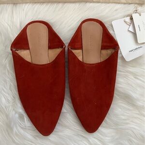 Nanushka Babou Closed Toe Suede Slippers Rustic Orange/Red Sz 36 - Like New